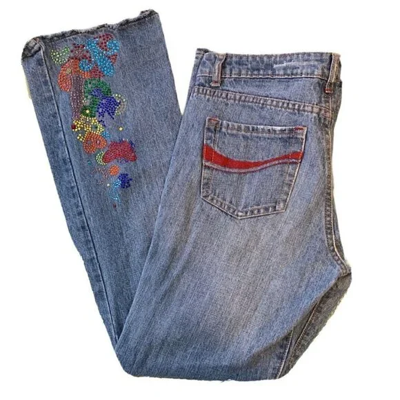 Women's Coca-Cola Jean’s Size 10 Vintage. Bedazzled pocket and pant leg - Picture 9 of 9